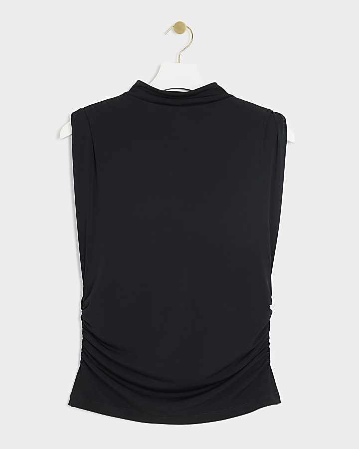 Black Slinky Shoulder Pad Top