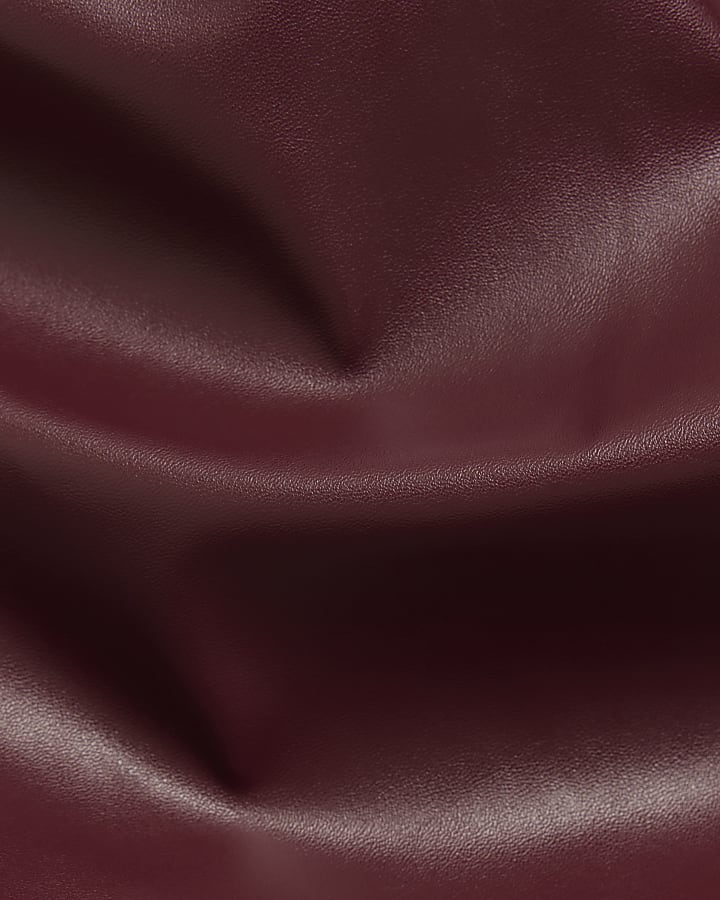 Red faux leather drape top