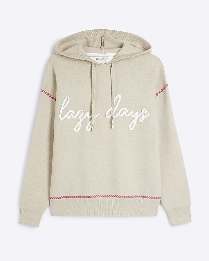 Beige 'Lazy Days' Graphic Hoodie