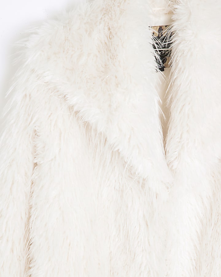 Cream Maxi Shaggy Faux Fur Coat