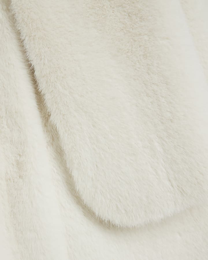 Cream Faux Fur Scarf Coat