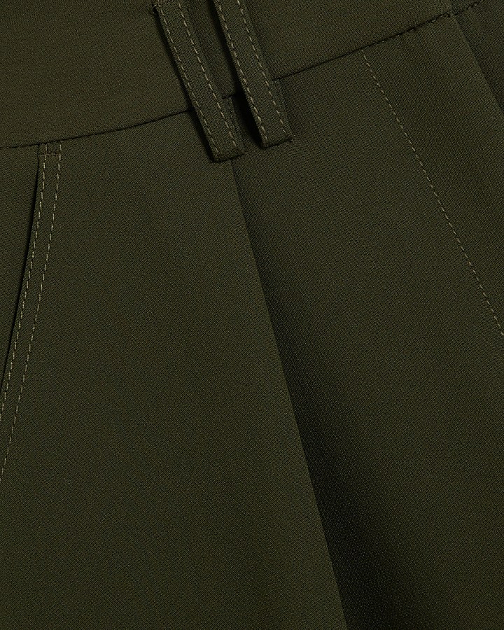 Khaki Premium High Waisted Wide Leg Trousers