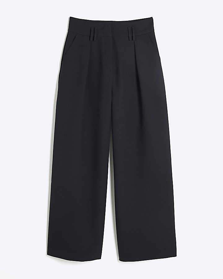 Black premium high waisted wide leg trousers