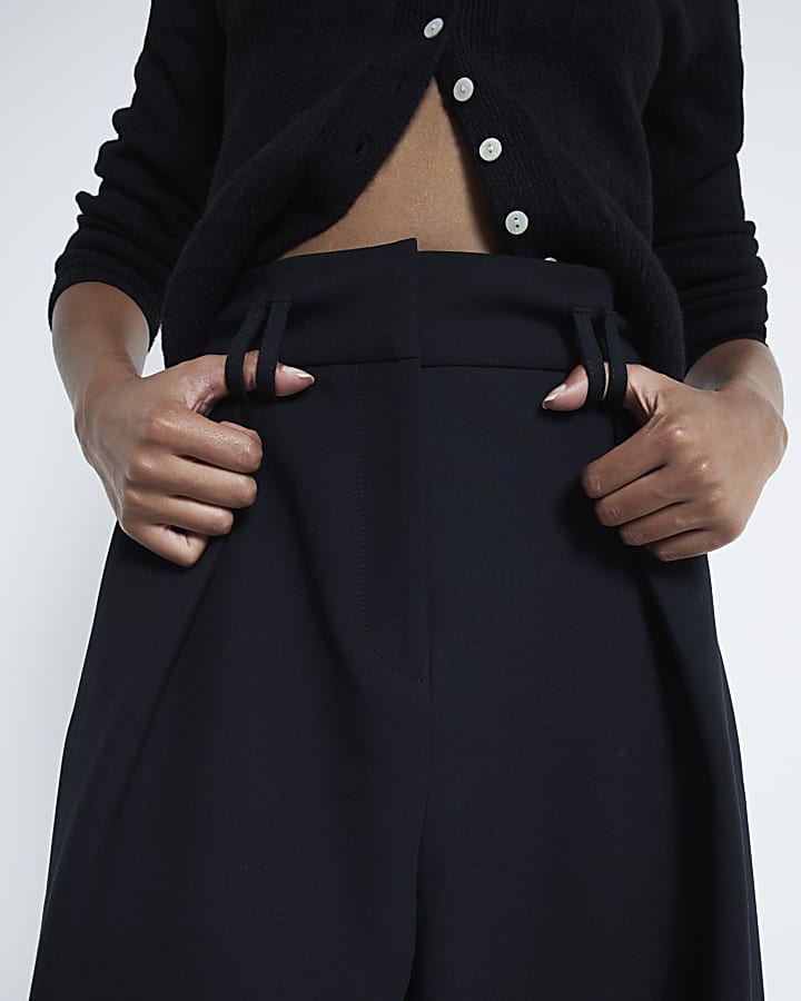 Black premium high waisted wide leg trousers