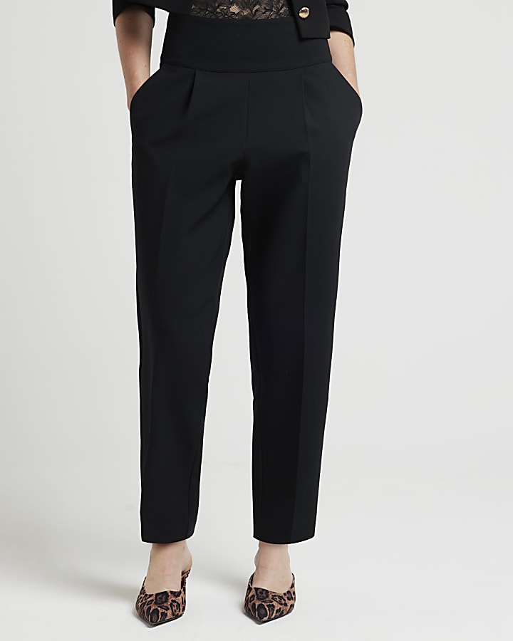 Black premium high waisted slim leg trousers