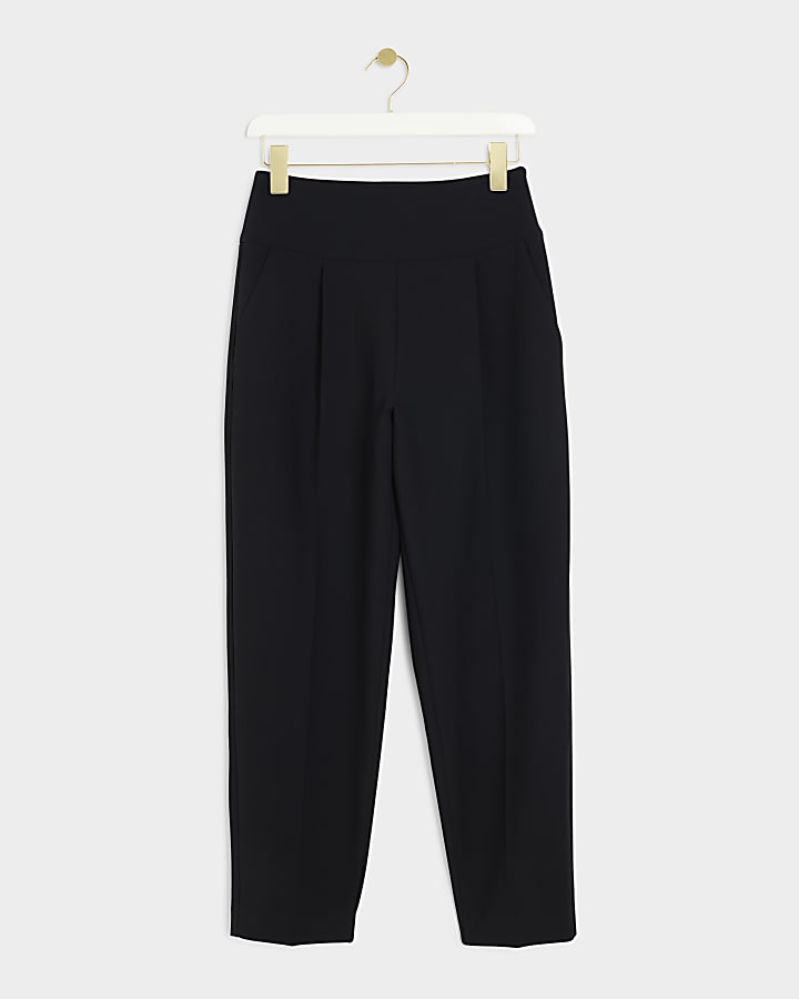 Black premium high waisted slim leg trousers