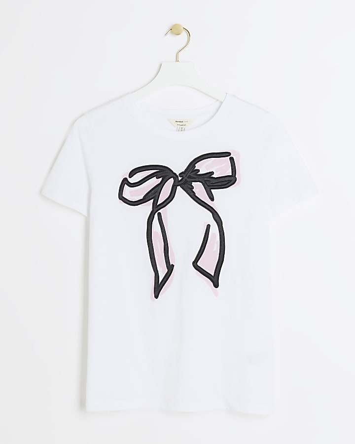 White bow graphic t-shirt