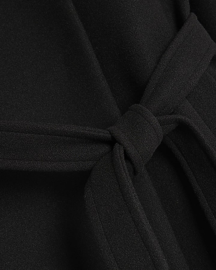 Black Faux Fur Funnel Coat
