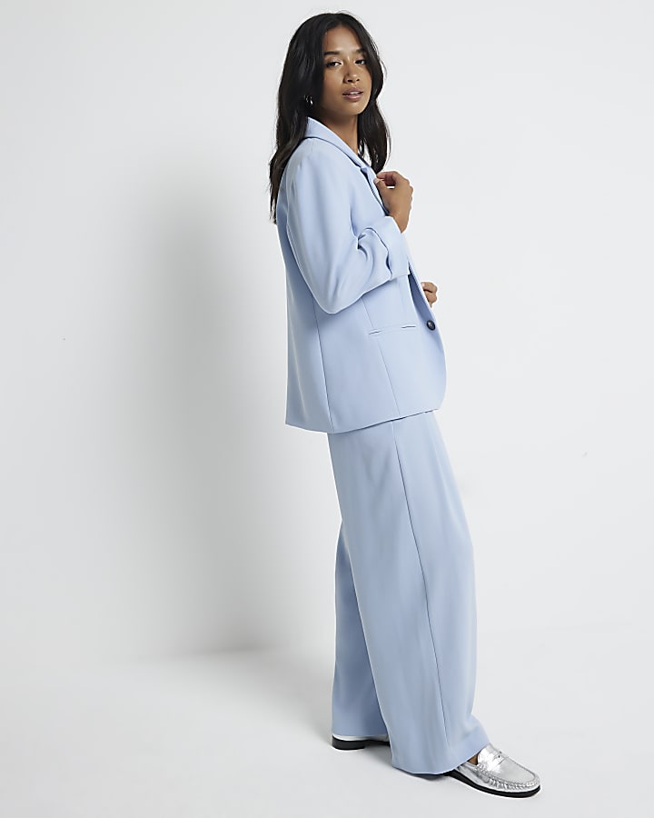 Petite blue wide leg trousers