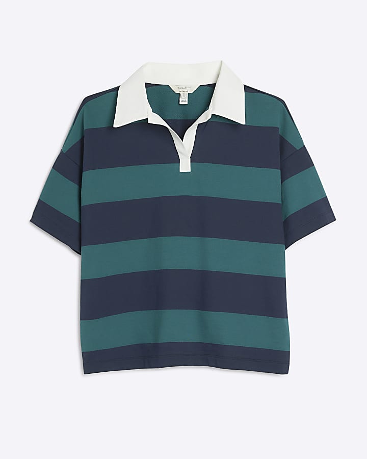Green stripe polo t-shirt