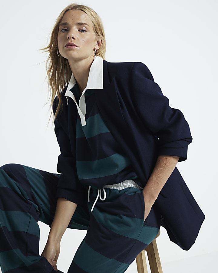 Green stripe polo t-shirt