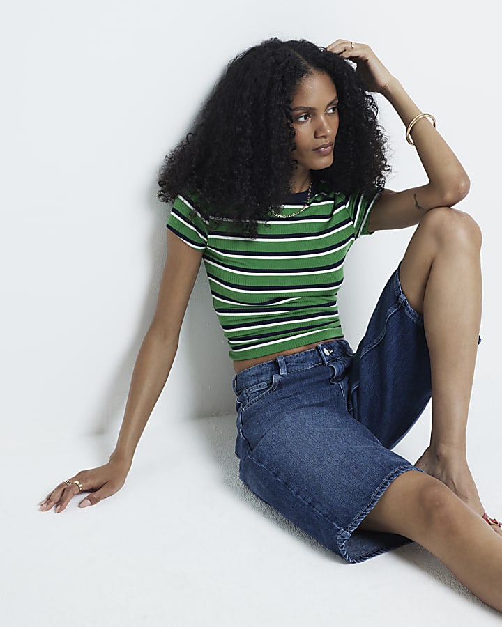 Green Stripe Baby T-shirt
