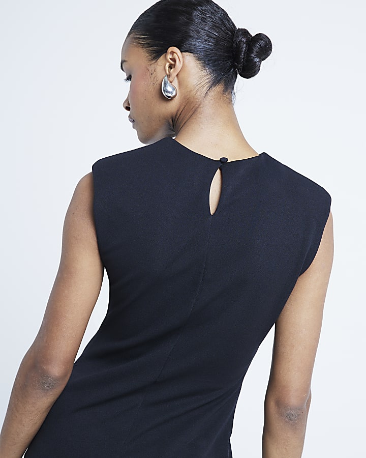 Black Drape Shift Mini Dress