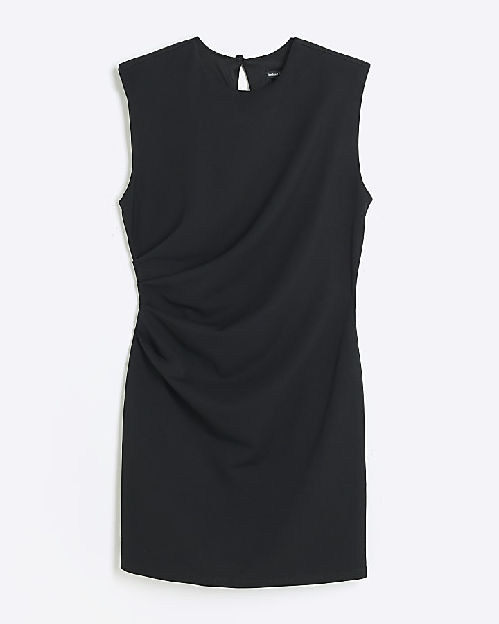 Black Drape Shift Mini Dress