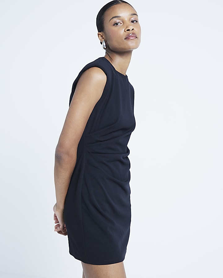 Black Drape Shift Mini Dress