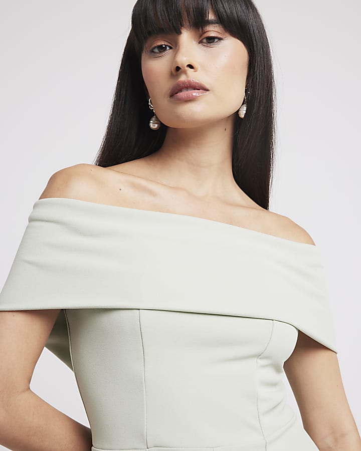 Light Green Bardot Jumpsuit