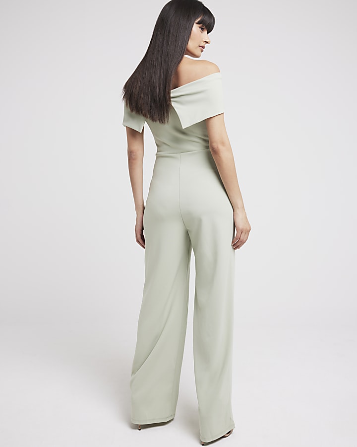 Light Green Bardot Jumpsuit