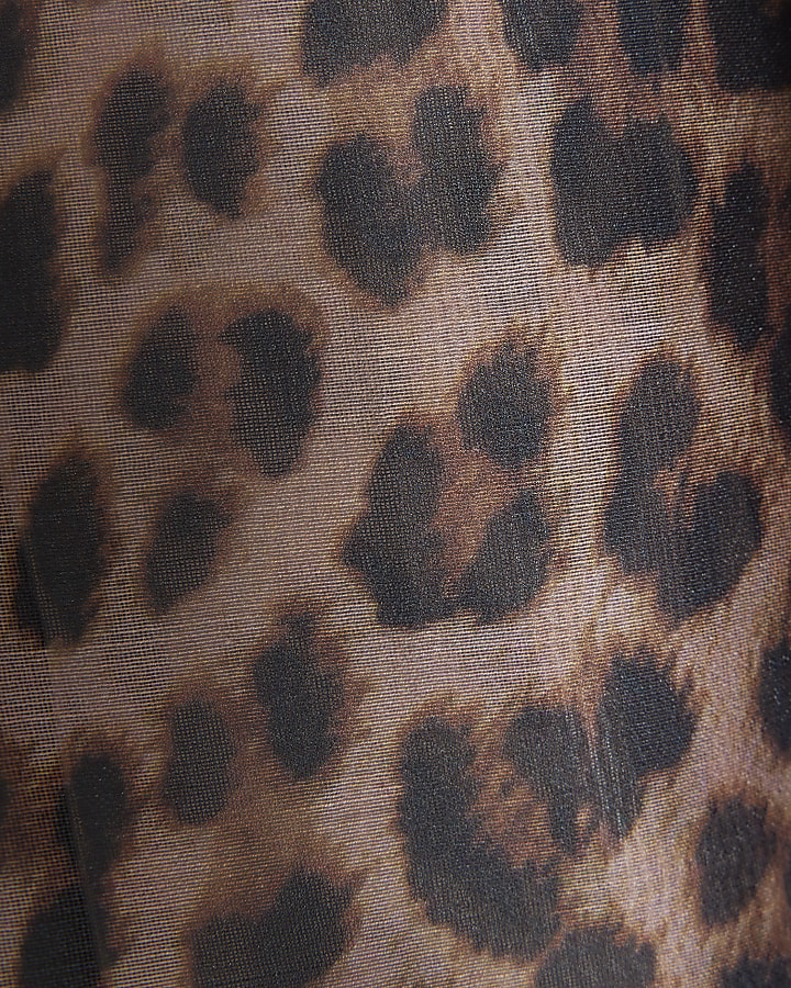 Brown Leopard print bow Blouse