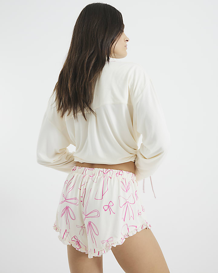 Pink Bow Shirt and Shorts Pyjama Set