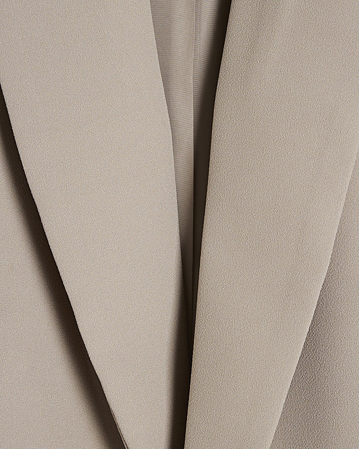 Beige Crepe Notch Collar Blazer