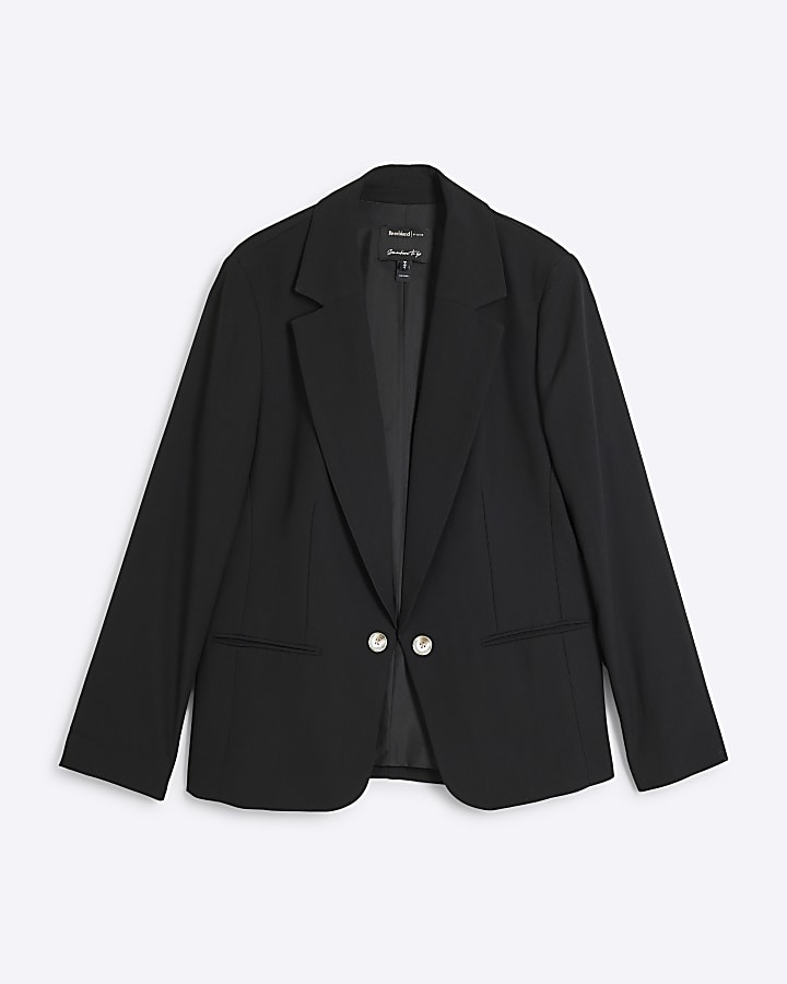 Black Crepe rolled sleeve blazer