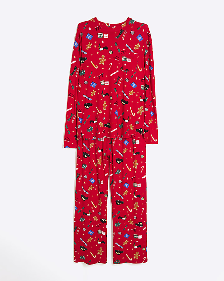 Adults Unisex Red Family Christmas Pyjamas