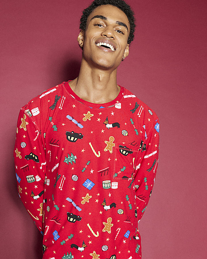 Adults Unisex Red Family Christmas Pyjamas