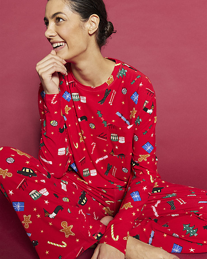 Adults Unisex Red Family Christmas Pyjamas