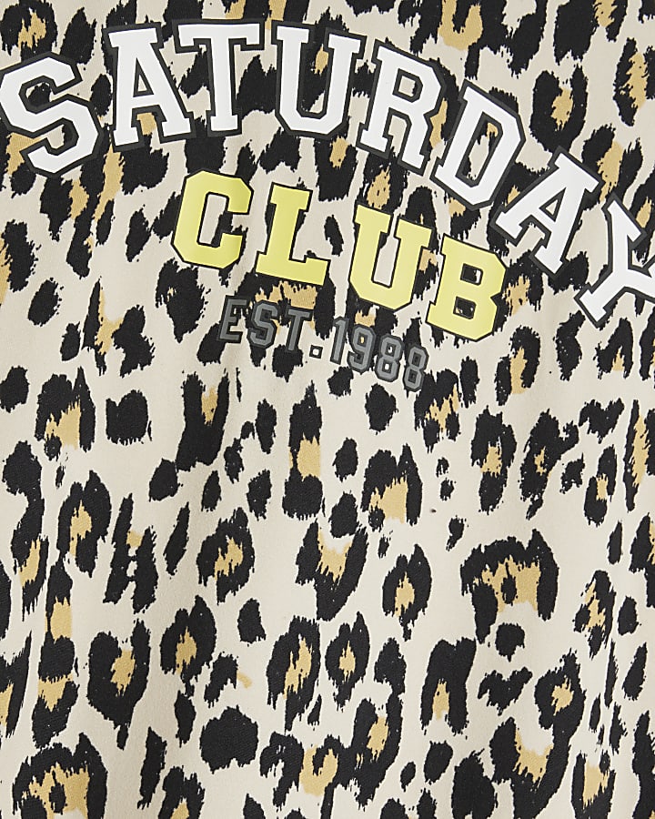 Brown Saturday Club Leopard Pyjama T-shirt