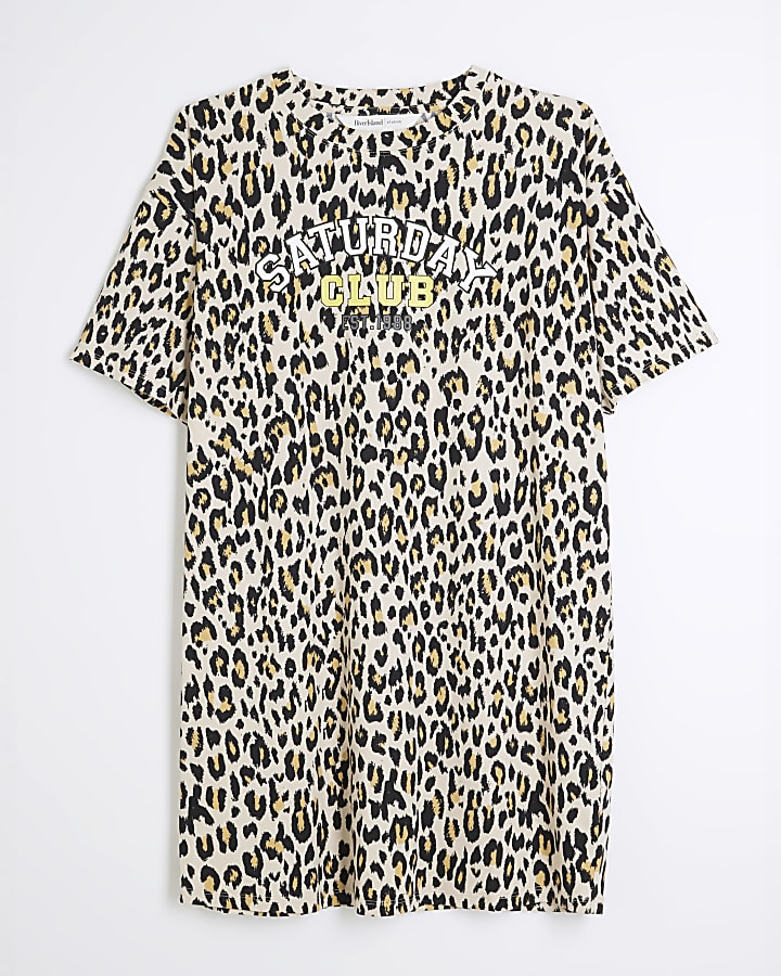 Brown Saturday Club Leopard Pyjama T-shirt