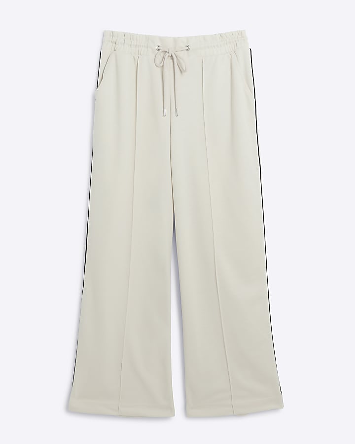 White tipped wide leg joggers
