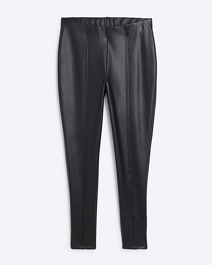 Petite Black Faux Leather Leggings