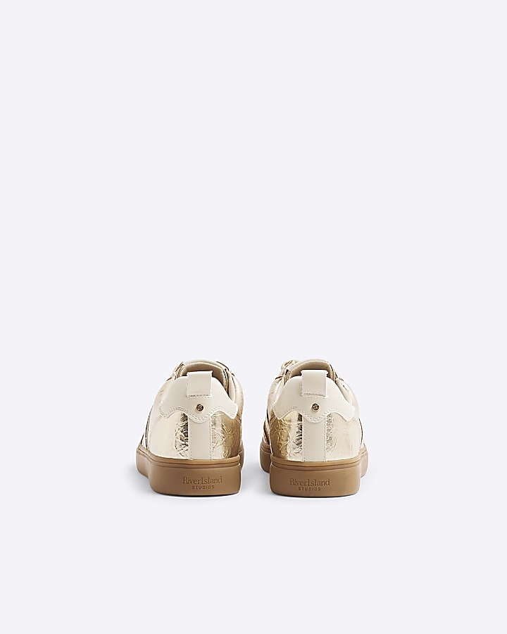 Gold Metallic Lace Up Trainers