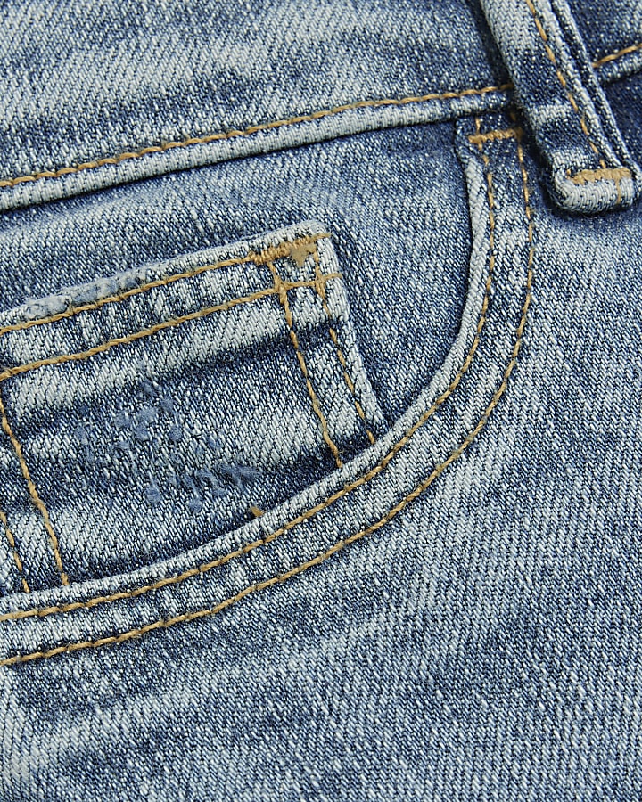 Blue Mid Rise Molly Skinny Ripped Jeans