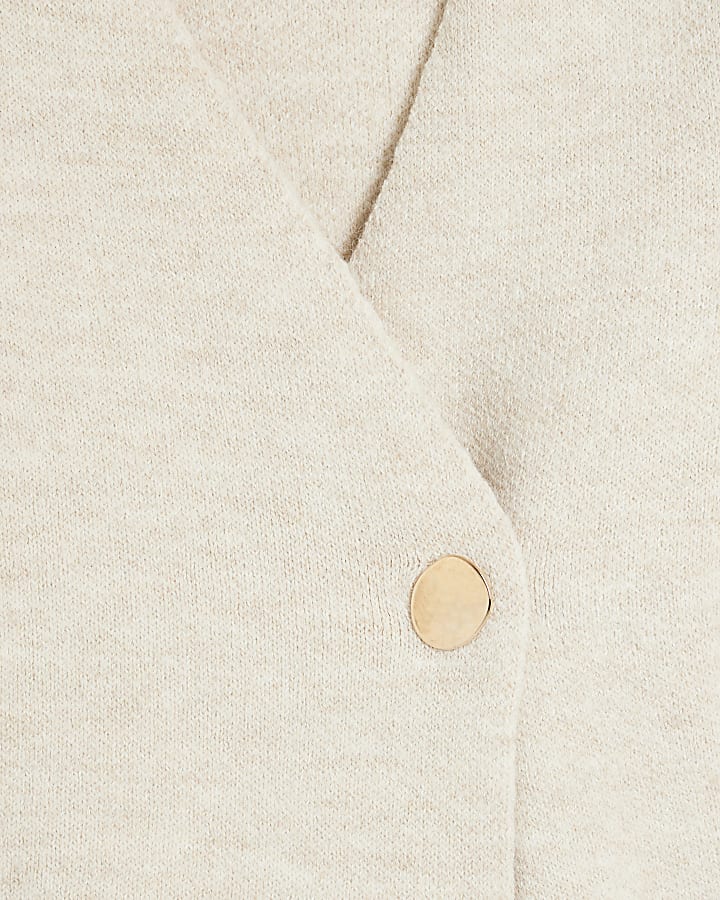 Beige Asymmetric Button up Cardigan