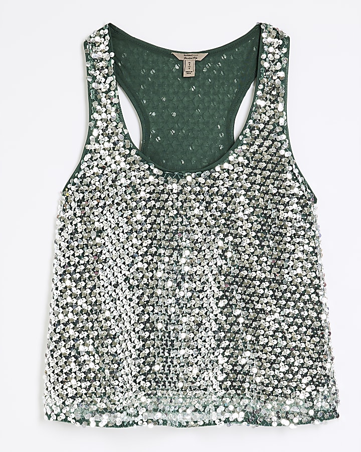 Green Sequin Tank Top