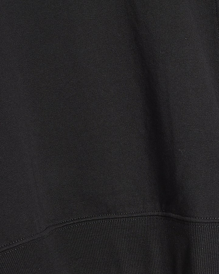 Black Long Sleeved Split Front Sweatshirt