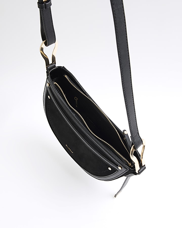 Black suedette scoop cross body bag