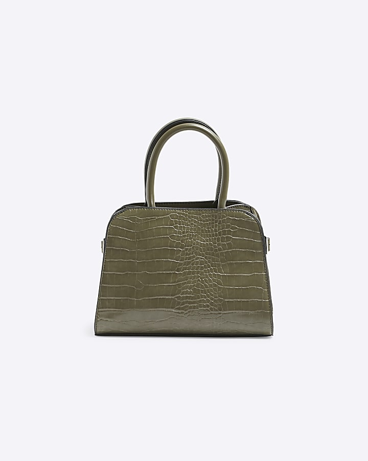 Green Croc Embossed Mini Tote Bag