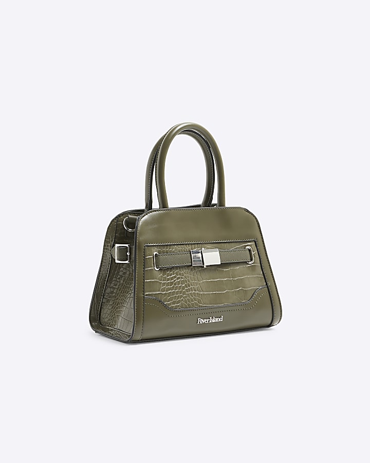 Green Croc Embossed Mini Tote Bag