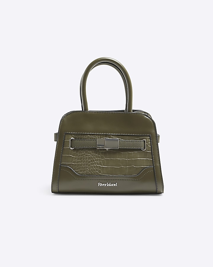 Green Croc Embossed Mini Tote Bag