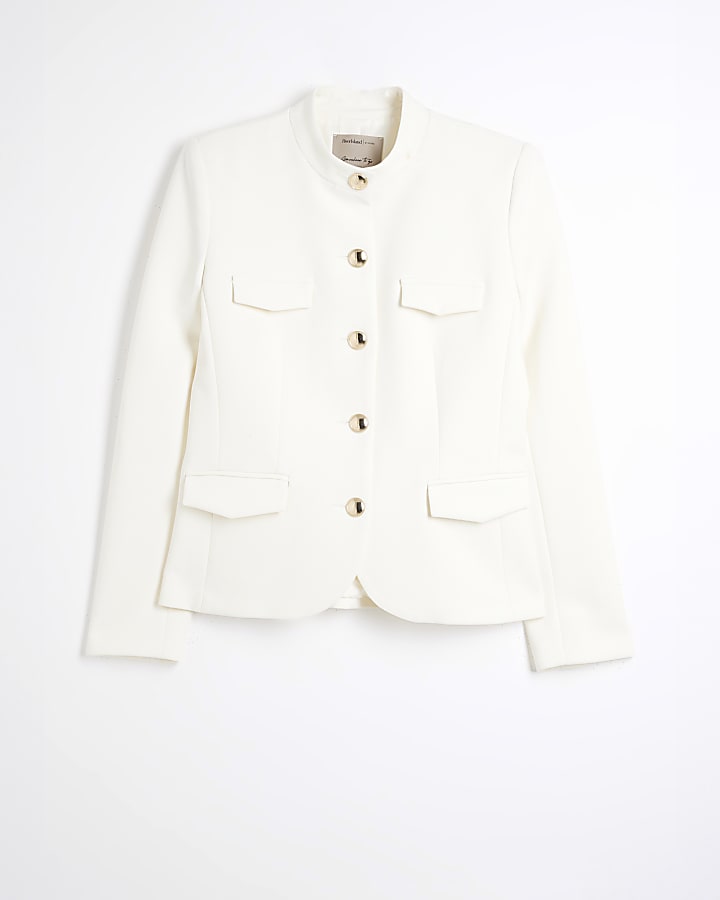 Cream Pocket military blazer