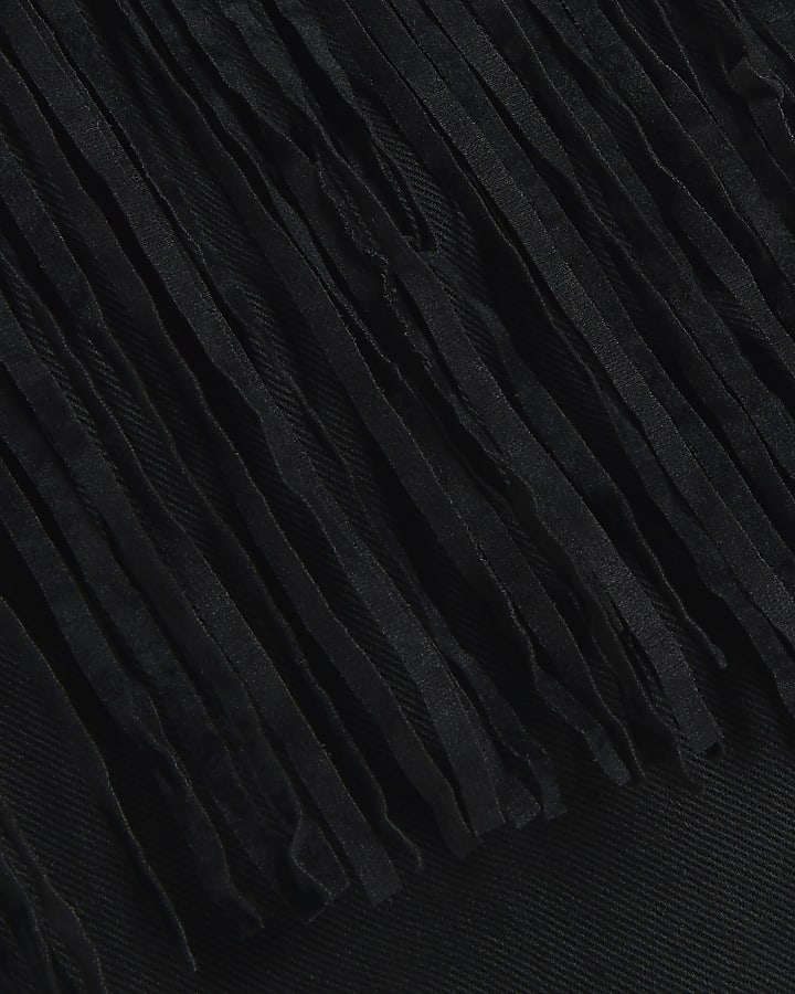 Black Tassel Western Denim Shirt