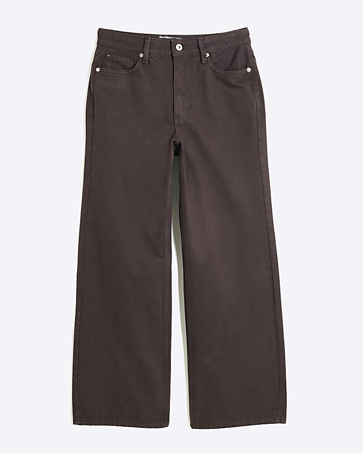 Petite Brown Relaxed Straight Jeans