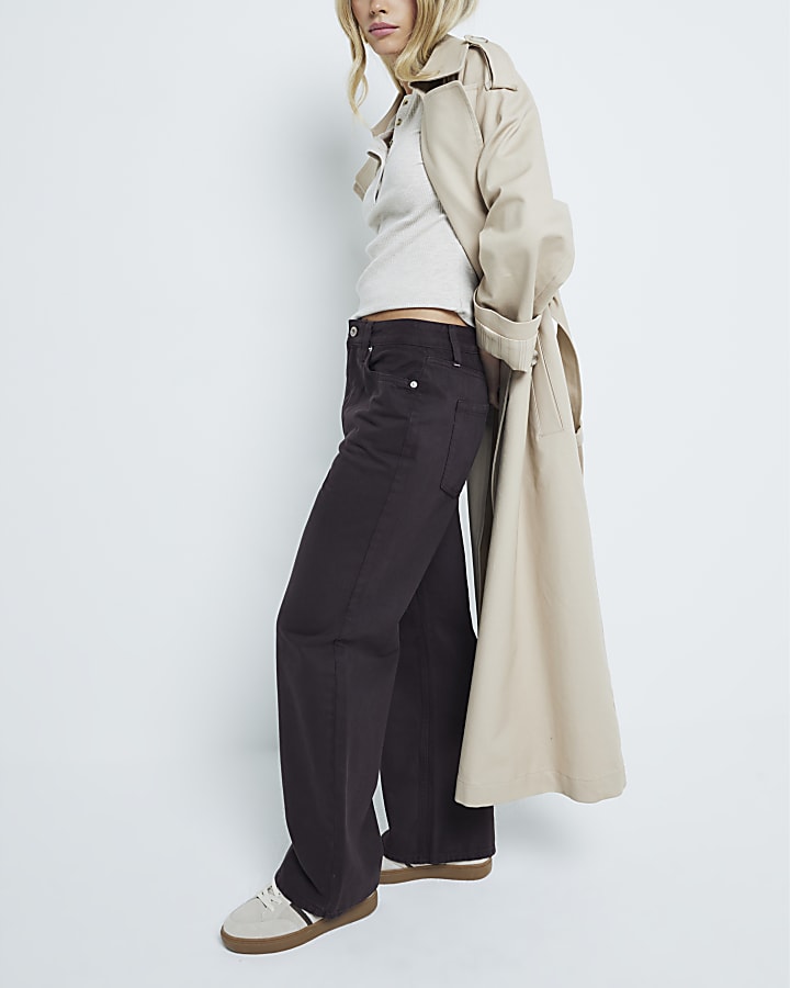 Petite Brown Relaxed Straight Jeans
