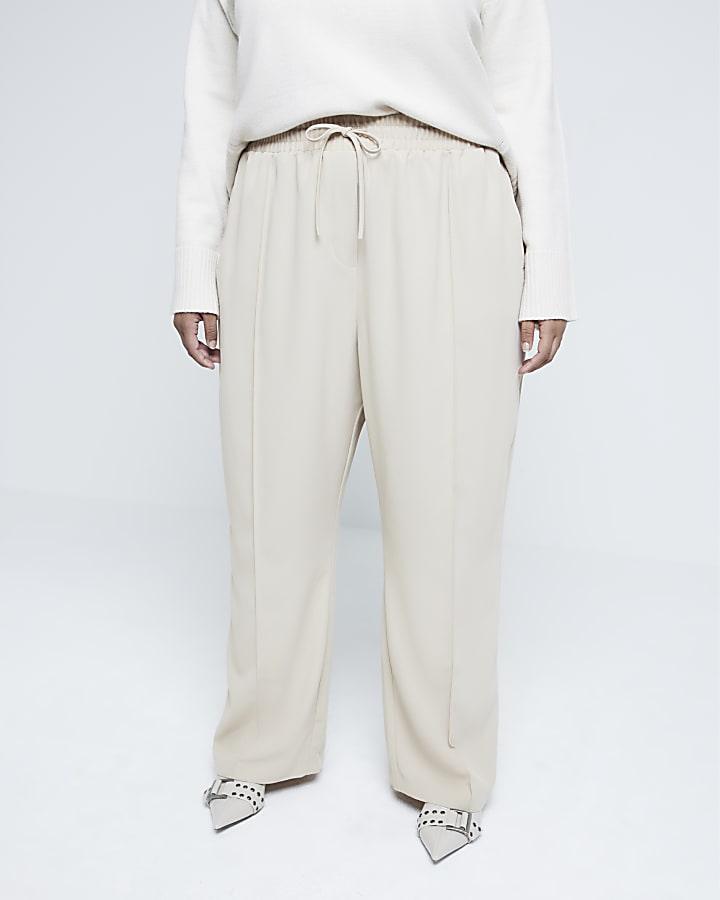 Plus Beige tailored joggers