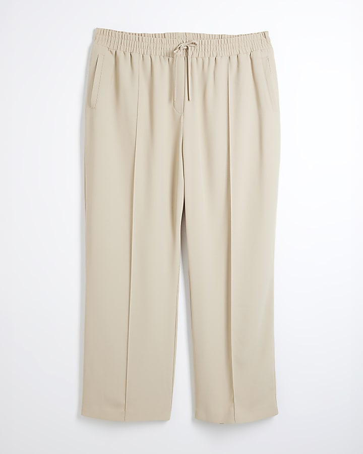 Plus Beige tailored joggers