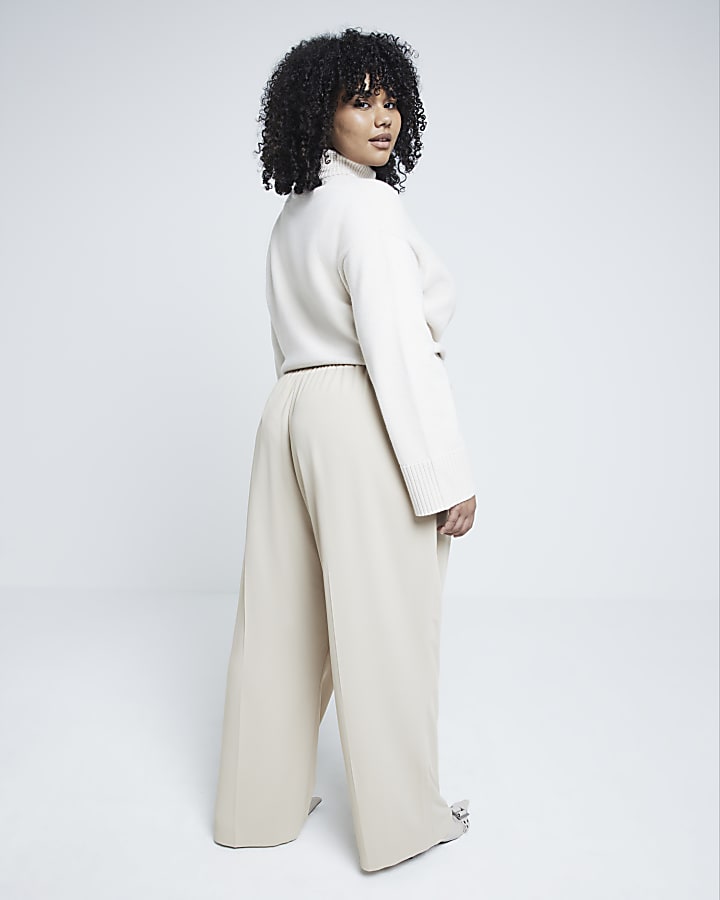 Plus Beige tailored joggers