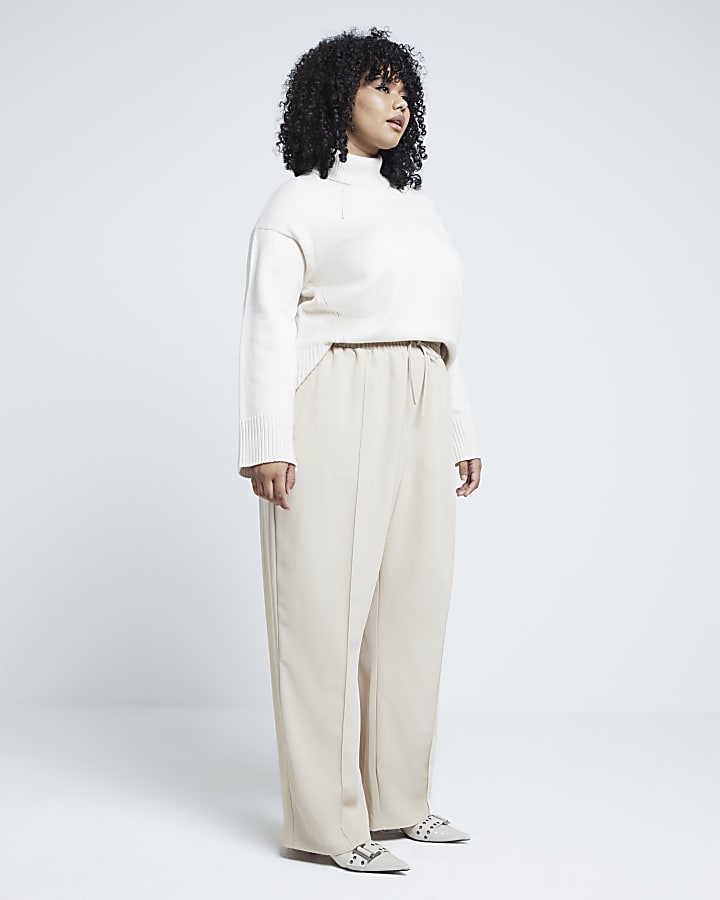 Plus Beige tailored joggers