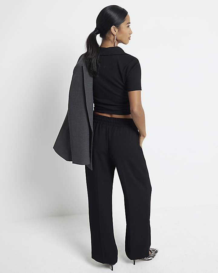 Petite black tailored joggers